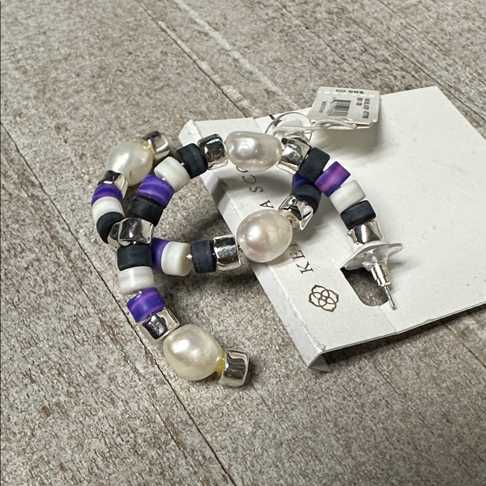 Kendra Scott Purple and Black Beaded Hoop Earrings - Picture 4 of 4